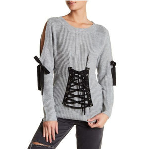 NWT Cold Shoulder Lace-up Tie Sweater